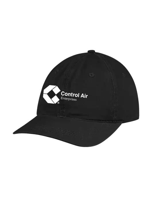 Garment Washed Unstructured Twill Black Cap w/Control Air Enterprises Logo