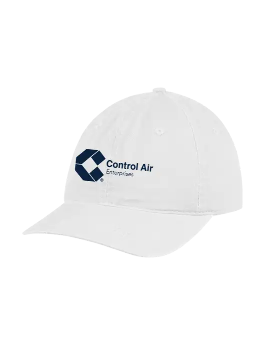 Garment Washed Unstructured Twill White Cap w/Control Air Enterprises Logo