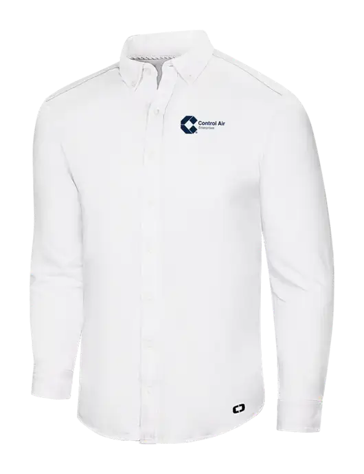 OGIO Bright White Modern Code Stretch Button-Up Shirt w/Control Air Enterprises Logo