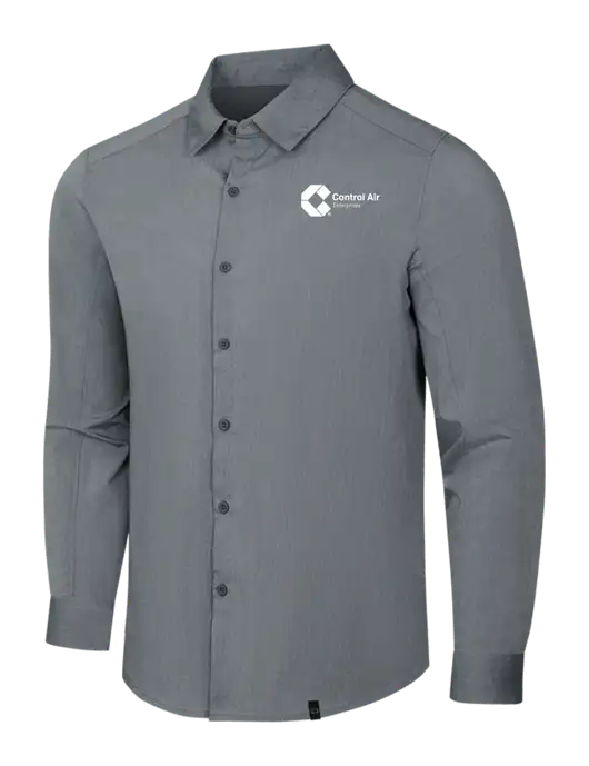 OGIO Medium Grey Heather Commuter Woven Shirt w/Control Air Enterprises Logo