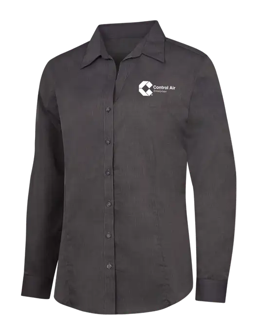 Womens Soft Black Crosshatch Easy Care Shirt w/Control Air Enterprises Logo