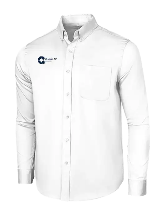 Long Sleeve White Superpro React Twill Shirt w/Control Air Enterprises Logo