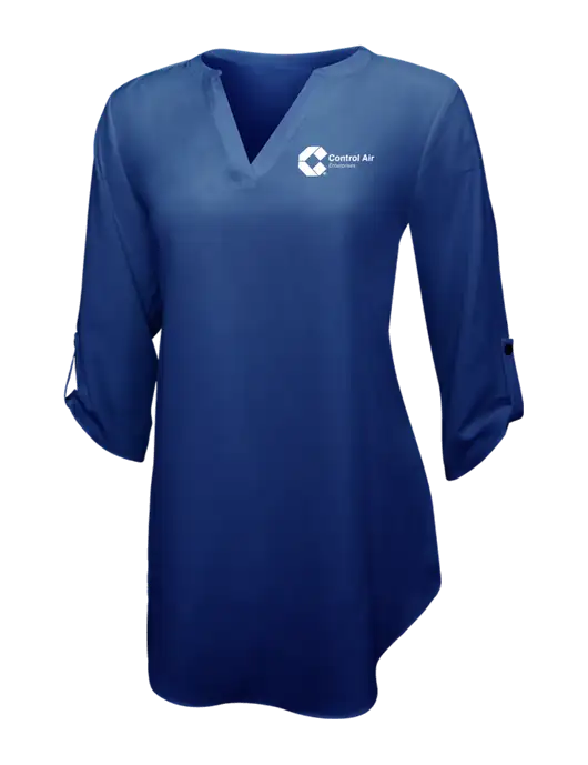 Dark Royal Womens 3/4 Sleeve Tunic Blouse w/Control Air Enterprises Logo