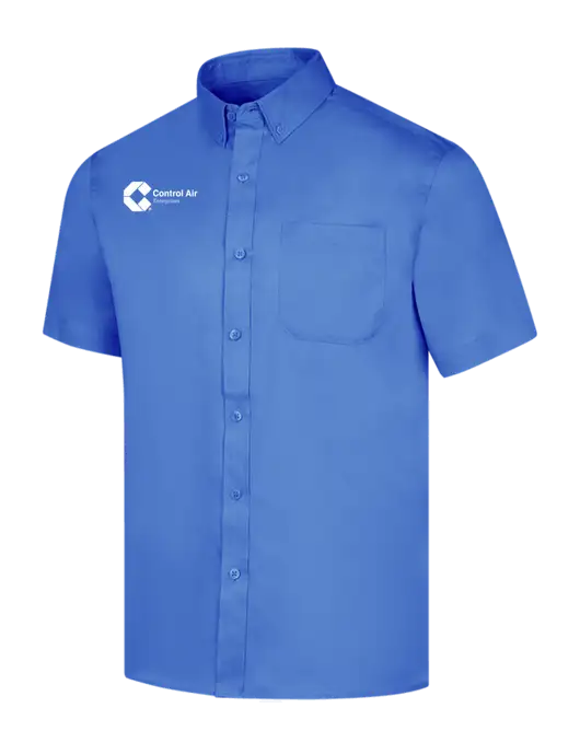 Short Sleeve Dark Carolina Blue Superpro React Twill Shirt w/Control Air Enterprises Logo