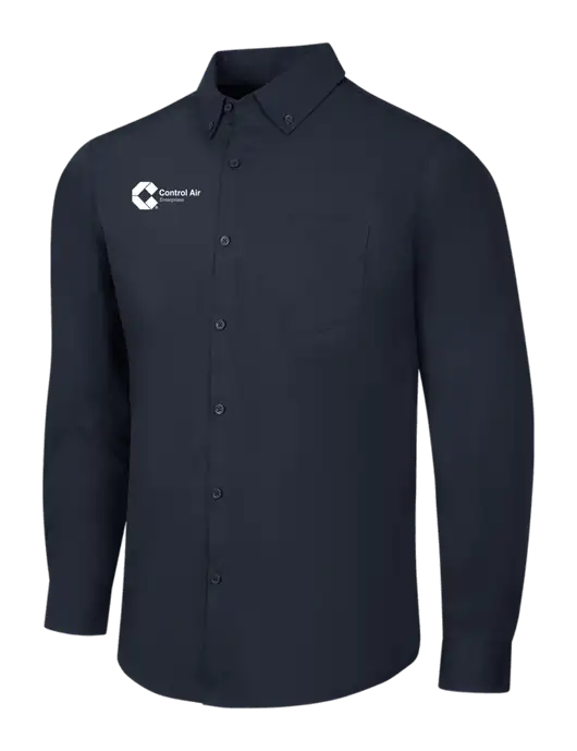 Navy Long Sleeve Carefree Poplin Shirt w/Control Air Enterprises Logo