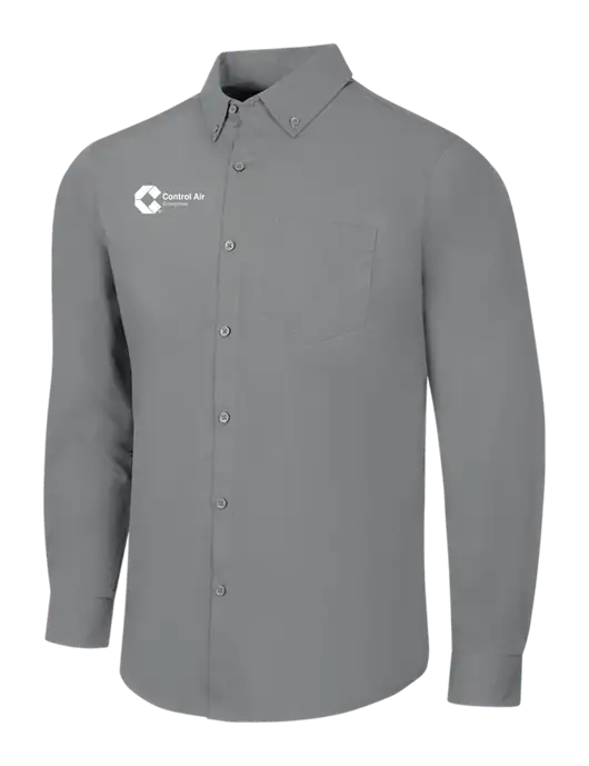 Medium Grey Long Sleeve Carefree Poplin Shirt w/Control Air Enterprises Logo