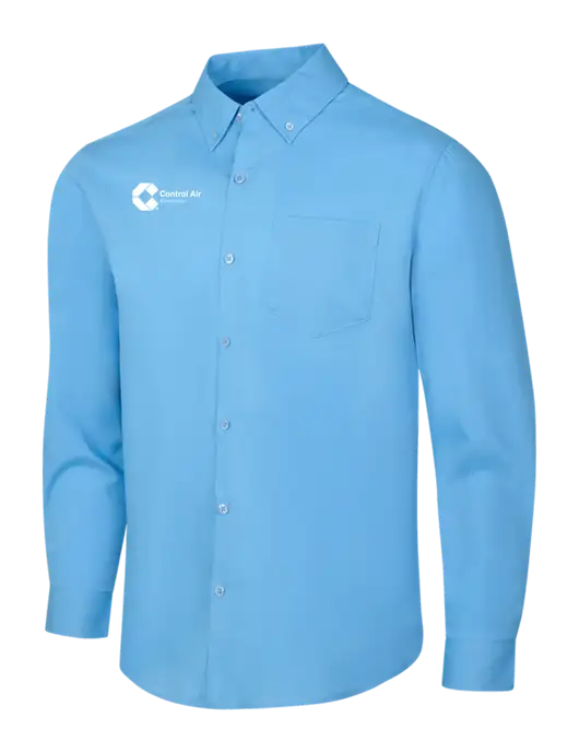 Carolina Blue Long Sleeve Carefree Poplin Shirt w/Control Air Enterprises Logo
