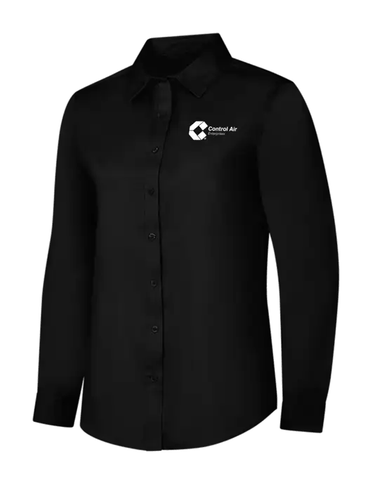 Womens Black Long Sleeve Superpro React Twill Shirt w/Control Air Enterprises Logo
