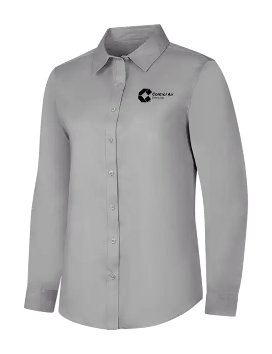 Light Grey Womens Long Sleeve Superpro React Twill Shirt w/Control Air Enterprises Logo