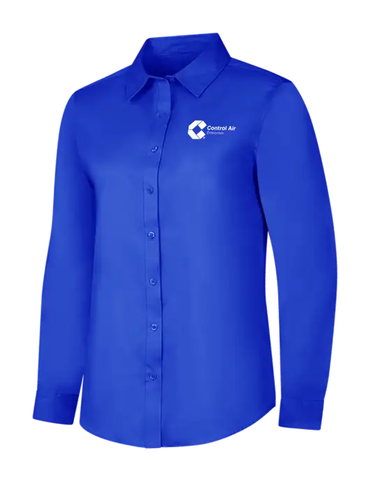 Womens Long Sleeve Dark Royal Superpro React Twill Shirt w/Control Air Enterprises Logo