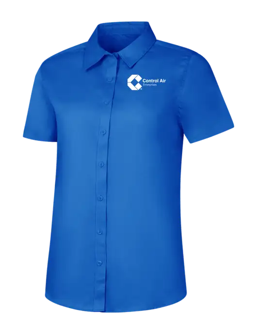Womens Short Sleeve Royal Blue Superpro React Twill Shirt w/Control Air Enterprises Logo