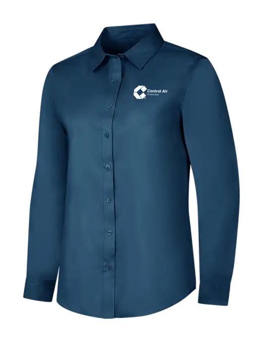 Light Navy Womens Long Sleeve Superpro React Twill Shirt w/Control Air Enterprises Logo