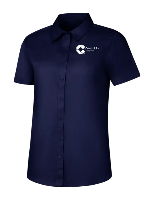 Womens Navy Short Sleeve Superpro React Twill Shirt w/Control Air Enterprises Logo