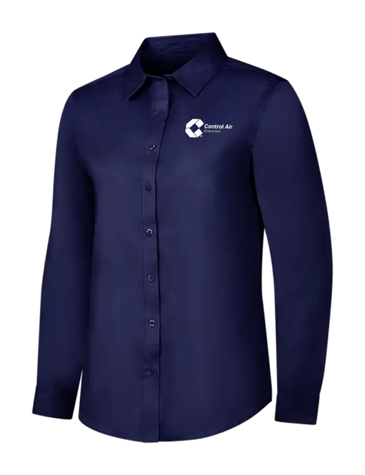 Navy Womens Long Sleeve Superpro React Twill Shirt w/Control Air Enterprises Logo