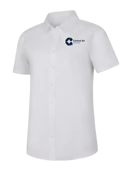 Womens White Short Sleeve Superpro React Twill Shirt w/Control Air Enterprises Logo