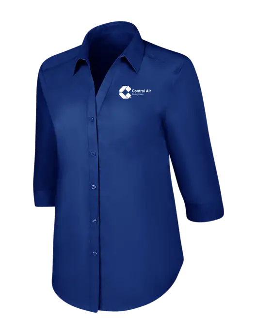 Womens Royal 3/4 Sleeve Carefree Poplin Shirt w/Control Air Enterprises Logo