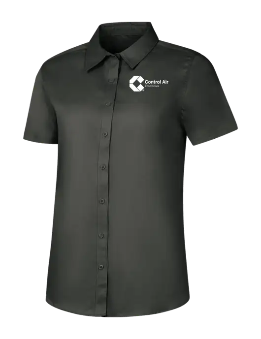 Womens Dark Grey Short Sleeve Superpro React Twill Shirt w/Control Air Enterprises Logo