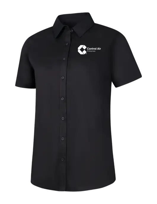 Womens Black Short Sleeve Superpro React Twill Shirt w/Control Air Enterprises Logo