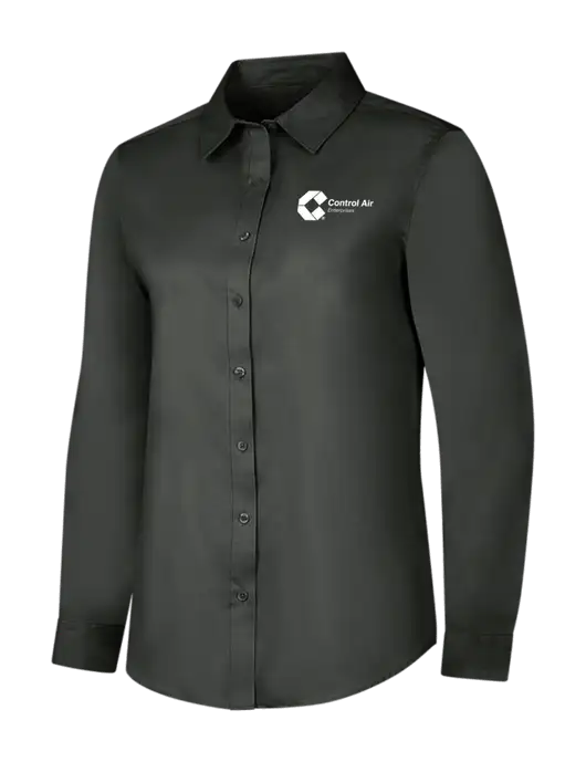 Dark Grey Womens Long Sleeve Superpro React Twill Shirt w/Control Air Enterprises Logo