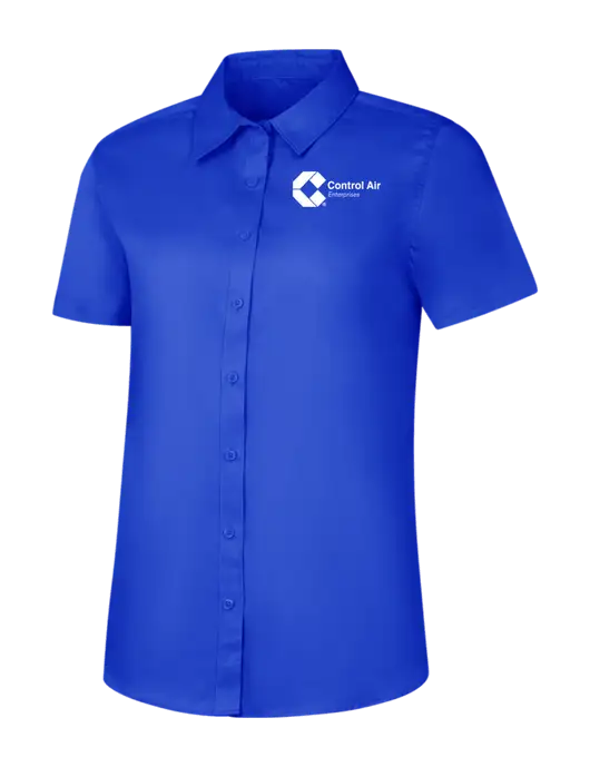 Womens Short Sleeve Dark Royal Superpro React Twill Shirt w/Control Air Enterprises Logo