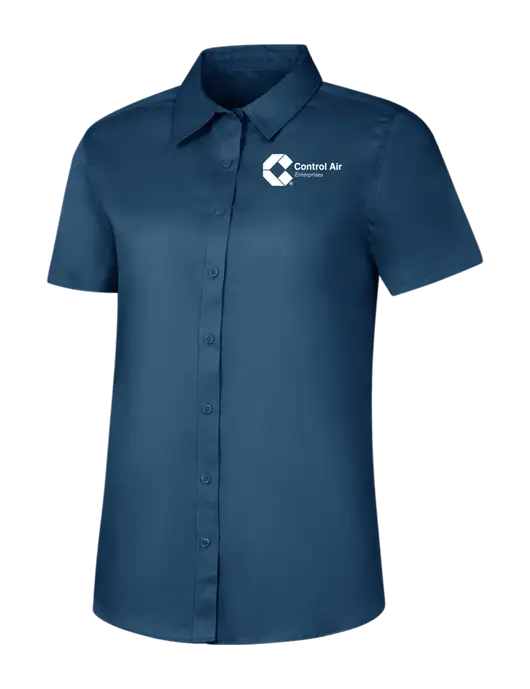 Womens Light Navy Short Sleeve Superpro React Twill Shirt w/Control Air Enterprises Logo