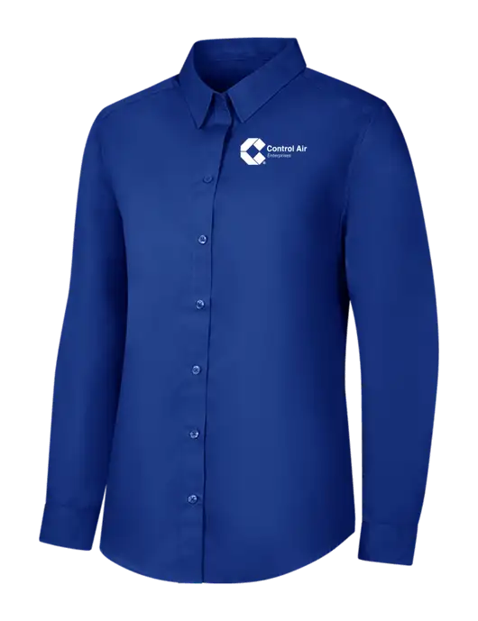 Womens Royal Long Sleeve Carefree Poplin Shirt w/Control Air Enterprises Logo