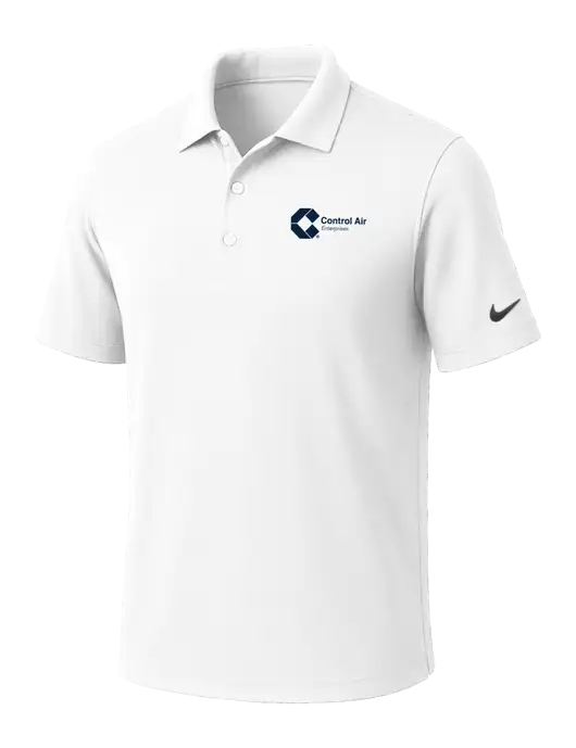NIKE White Dri-Fit Micro Pique Polo w/Control Air Enterprises Logo