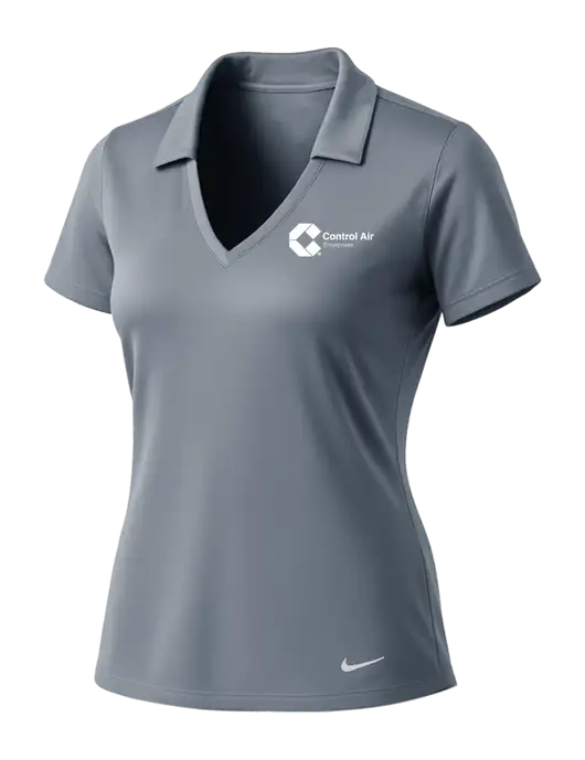 NIKE Medium Grey Womens Dri-Fit Vertical Mesh Polo w/Control Air Enterprises Logo