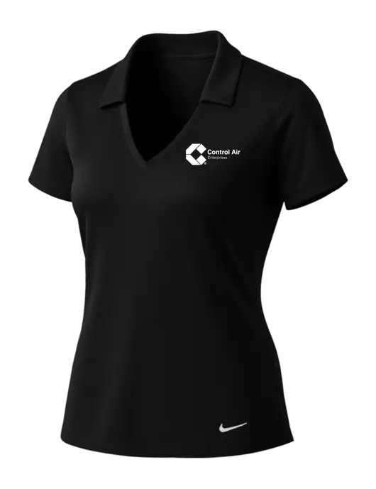 NIKE Black Womens Dri-Fit Vertical Mesh Polo w/Control Air Enterprises Logo