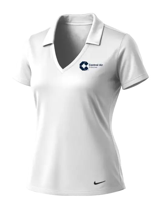 NIKE White Womens Dri-Fit Vertical Mesh Polo w/Control Air Enterprises Logo
