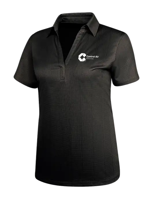 Black Womens Performance Fine Jacquard Polo w/Control Air Enterprises Logo