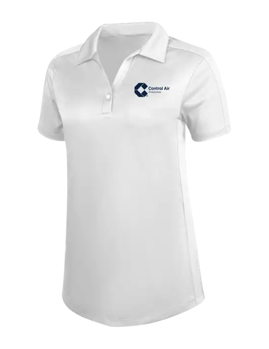 Womens White Diamond Jacquard Polo w/Control Air Enterprises Logo