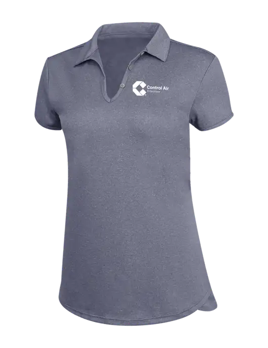 True Navy Womens Trace Heather Polo w/Control Air Enterprises Logo
