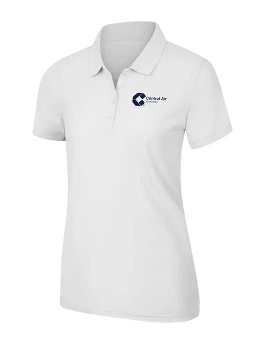 White Womens Core Classic Pique Polo w/Control Air Enterprises Logo