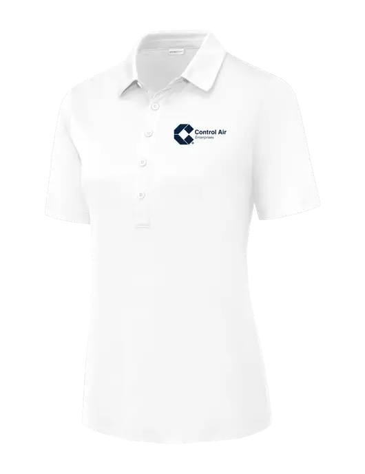 White Womens Posi-UV Pro Polo w/Control Air Enterprises Logo