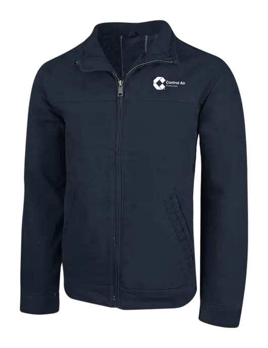 Cornerstone Navy Washed Duck Cloth Flannel Lined Work Jacket w/Control Air Enterprises Logo