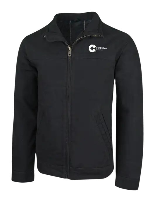 Cornerstone Black Washed Duck Cloth Flannel Lined Work Jacket w/Control Air Enterprises Logo