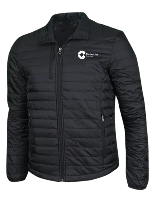 Deep Black Puffy Packable Jacket w/Control Air Enterprises Logo