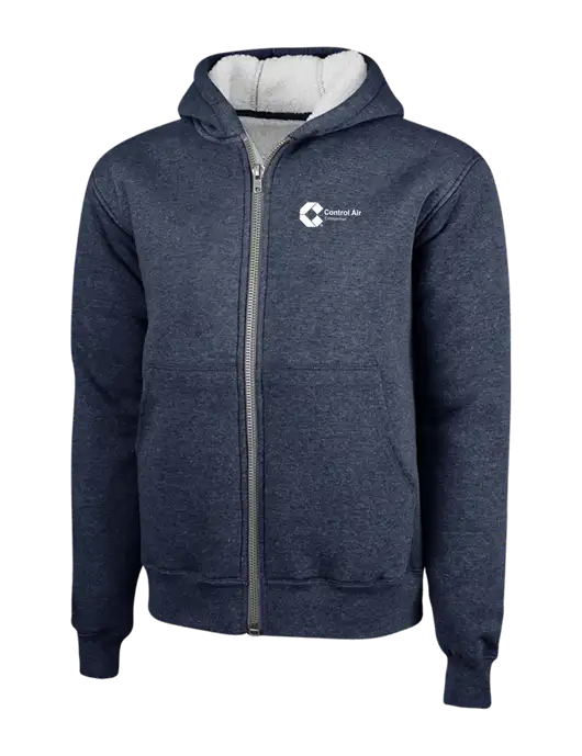 Cornerstone Navy Heavyweight Sherpa Lined Hooded Fleece Jacket w/Control Air Enterprises Logo