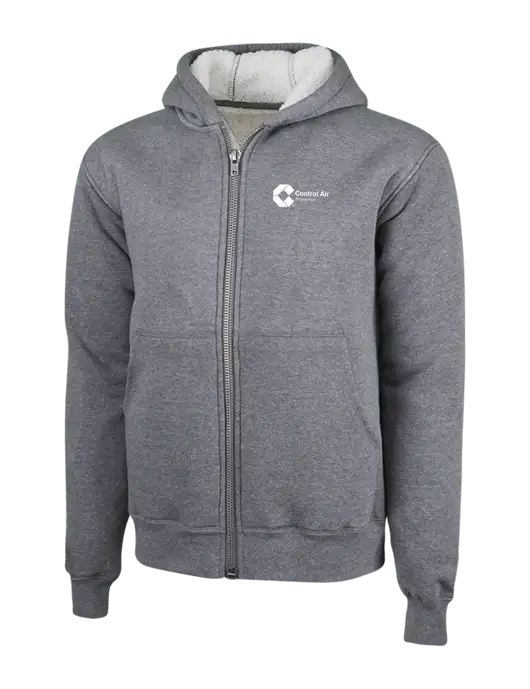Cornerstone Grey Heather Heavyweight Sherpa Lined Hooded Fleece Jacket w/Control Air Enterprises Logo