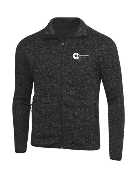 Black Heather Sweater Fleece Jacket w/Control Air Enterprises Logo
