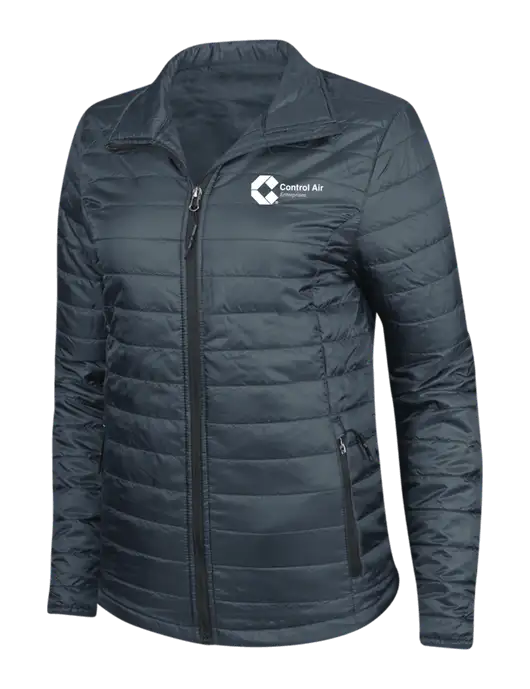 Navy Womens Puffy Packable Jacket w/Control Air Enterprises Logo