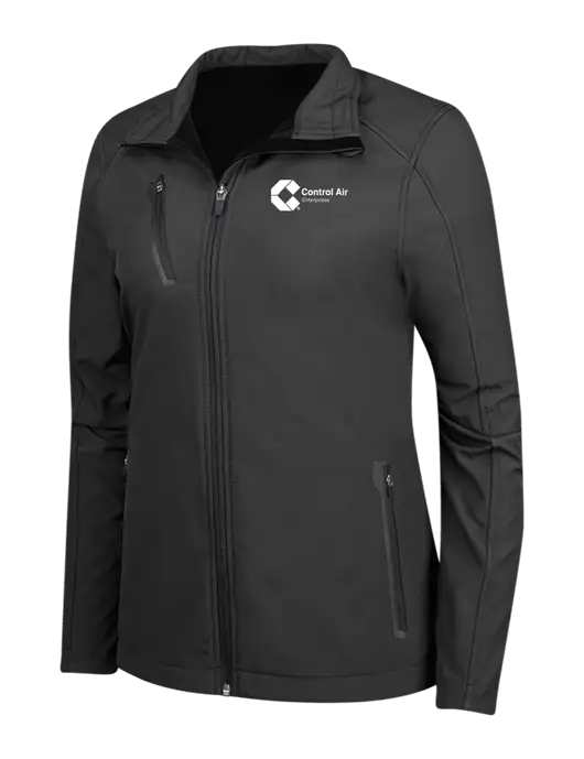 Black Womens Welded Softshell Jacket w/Control Air Enterprises Logo