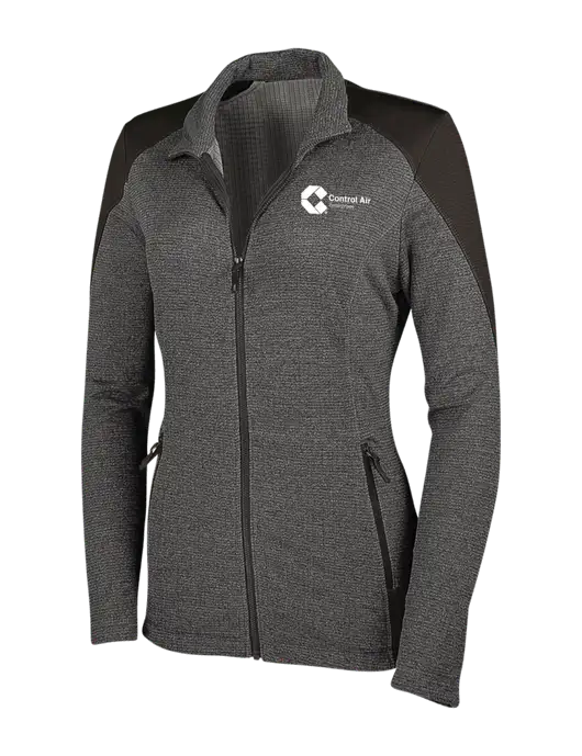 Medium Grey Heather Womens Grid Fleece Jacket w/Control Air Enterprises Logo