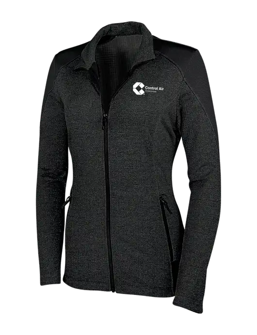 Womens Black Grid Fleece Jacket w/Control Air Enterprises Logo