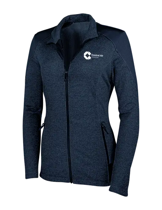 Navy Womens Grid Fleece Jacket w/Control Air Enterprises Logo