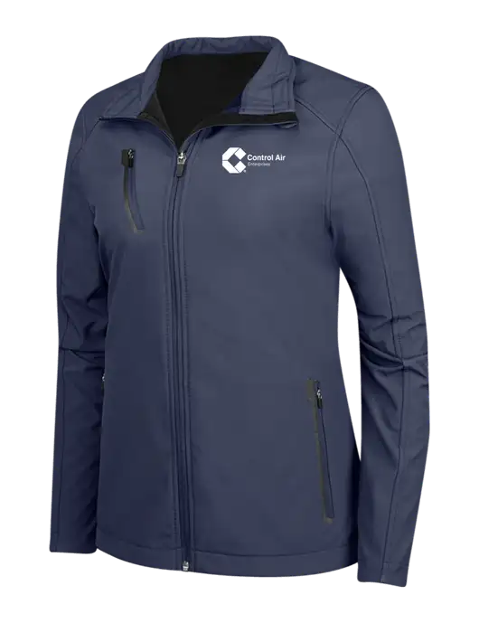 Navy Womens Welded Softshell Jacket w/Control Air Enterprises Logo