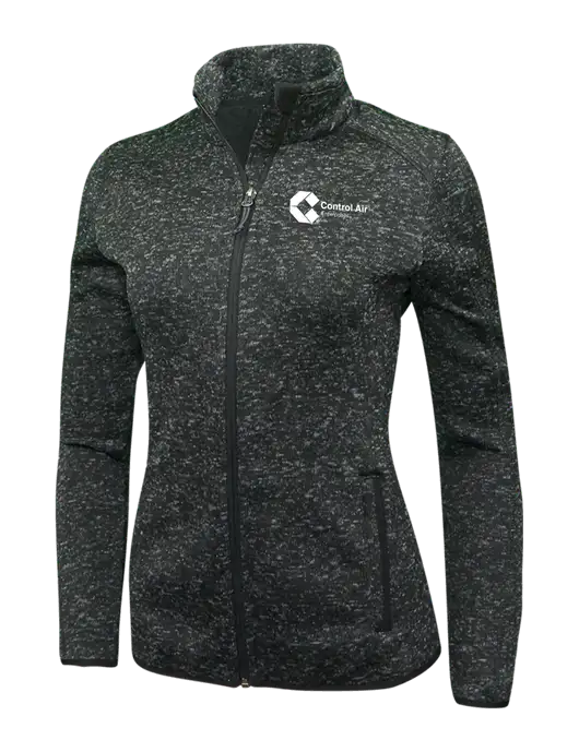 Black Heather Womens Sweater Fleece Jacket w/Control Air Enterprises Logo