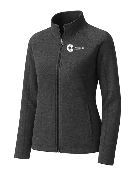 Charcoal Womens Heather Microfleece Full-Zip Jacket w/Control Air Enterprises Logo