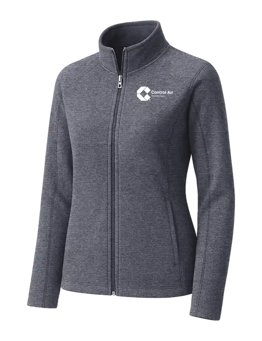 Light Navy Heather Womens Microfleece Full-Zip Jacket w/Control Air Enterprises Logo